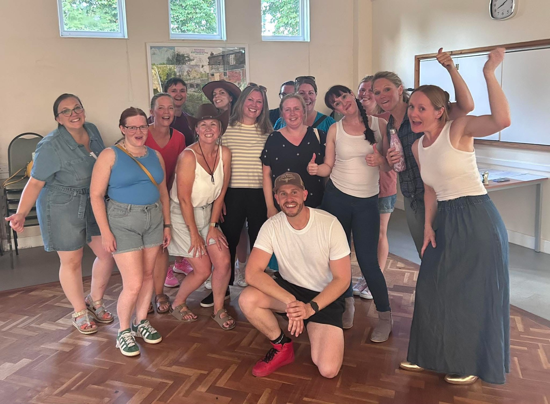 Dan Waterman with a happy group after a private line dance lesson